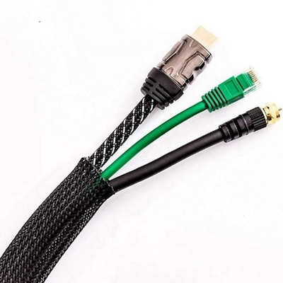 25x32m PET কেবল হাতা, 100m প্রসারণযোগ্য বিনুনিযুক্ত পোষা কালো তারের হাতা